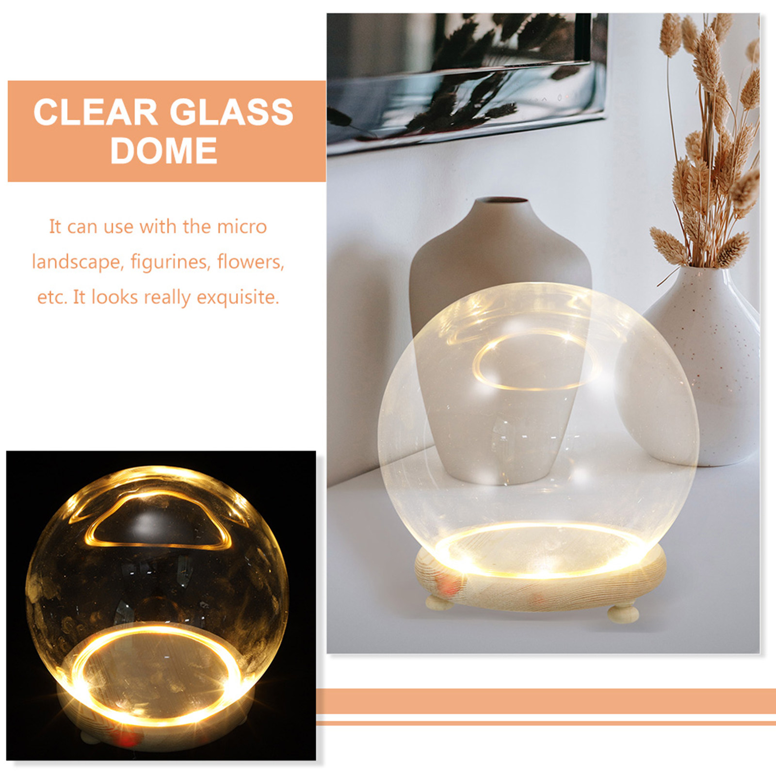 Clear Glass Dome Display Cover - Plastic Dome Clear recension och pris