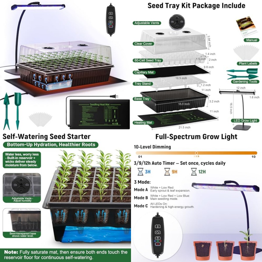 60-Cell Self-Watering Seed Sta - Humidity Dome Kit recension och pris