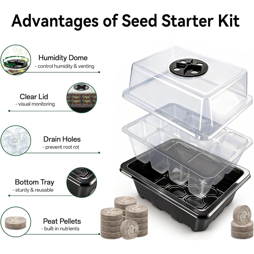 4 Pack Seed Starter Tray with  - Peat Pellet Tray recension och pris