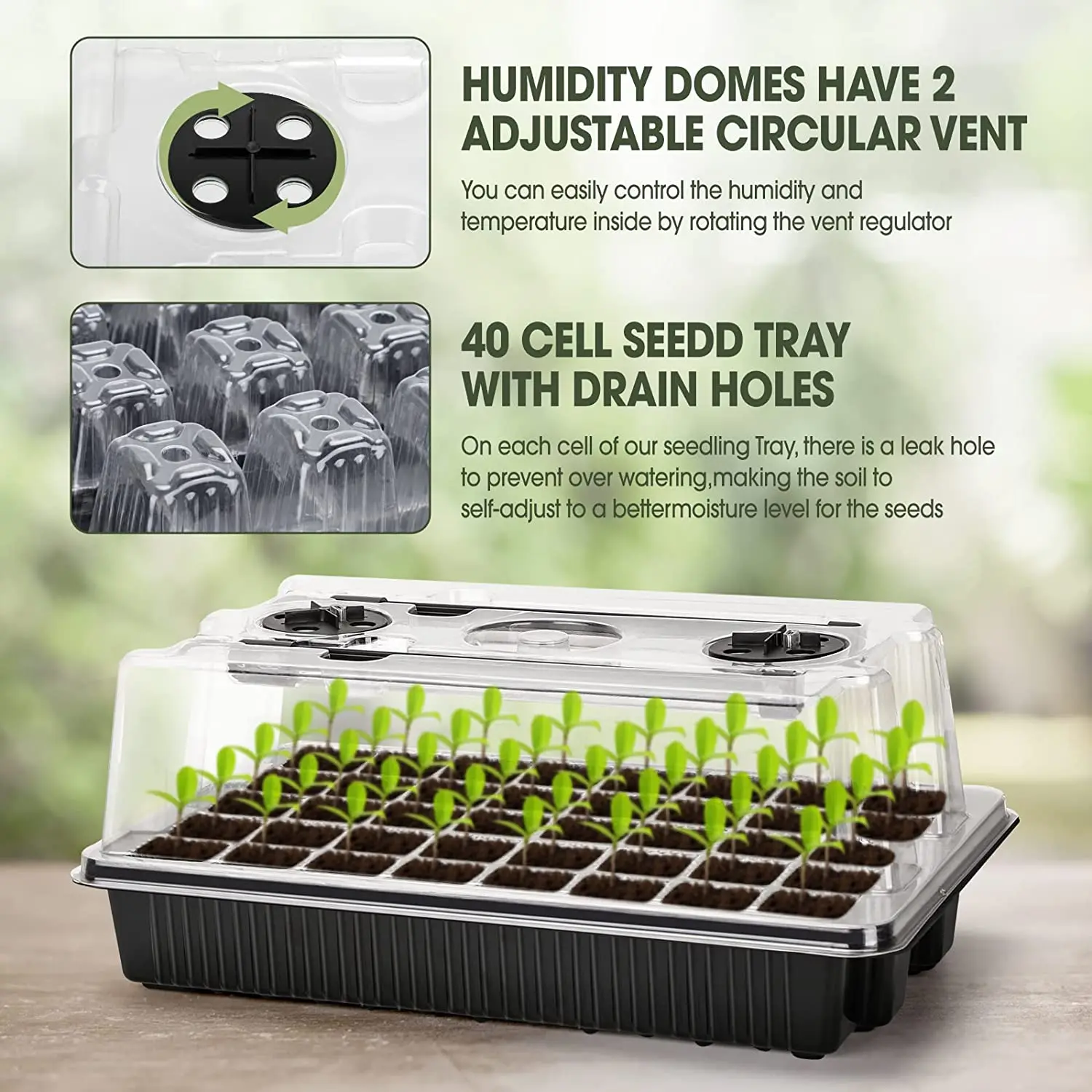 1 Set, Seed Starter Trays With - Humidity Dome Kit recension och pris