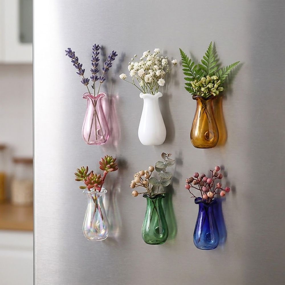 6Pcs DIY 3D Mini Vase Magnets  - Propagation Station Vase recension och pris