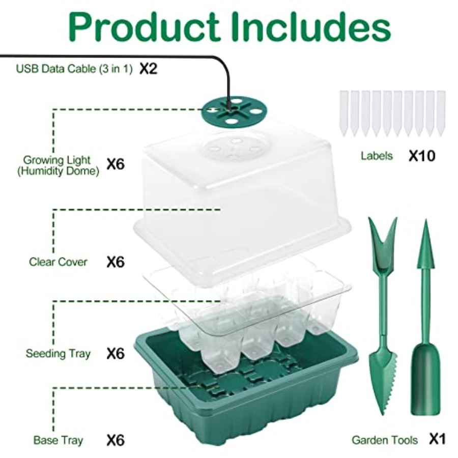 Seed Starter Tray with Light,  - Humidity Dome Kit recension och pris